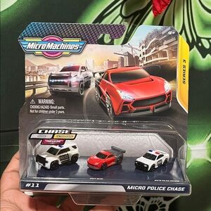 Micro Police Chase Toy Set - Red, White, Black